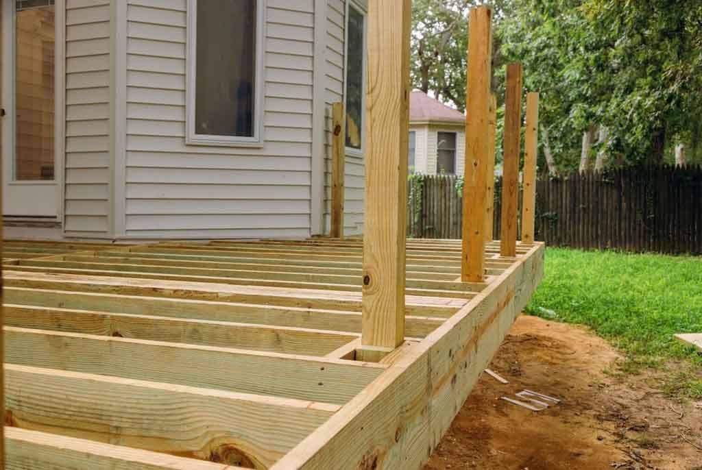 Deck repair job in progress on a residential deck